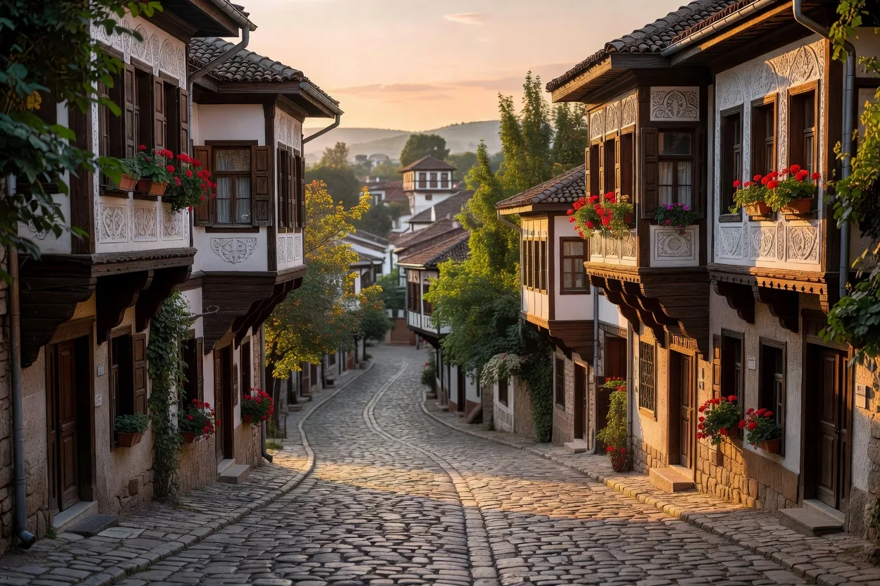 Vieille ville de Plovdiv, maisons colorées de la Renaissance bulgare